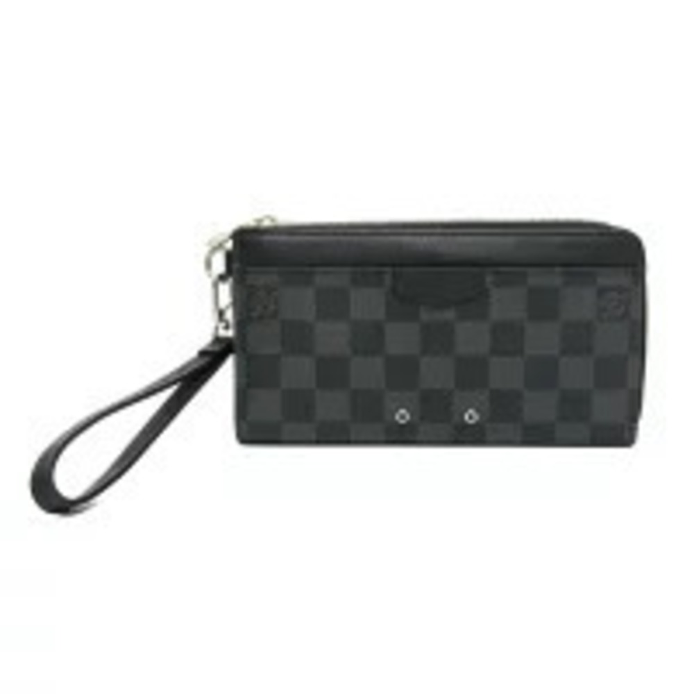 Louis Vuitton Damier Zippy Wallet Dragonne Wallet Canvas Leather Graphite Black